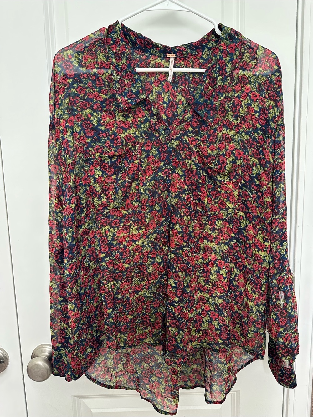 Free People Sheer Floral Print Button Down Shirt - Picture 2 of 5